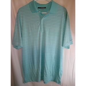 Greg Norman Play Dry Golf Polo Shirt Striped Short Sleeve Aqua Blue‎ M